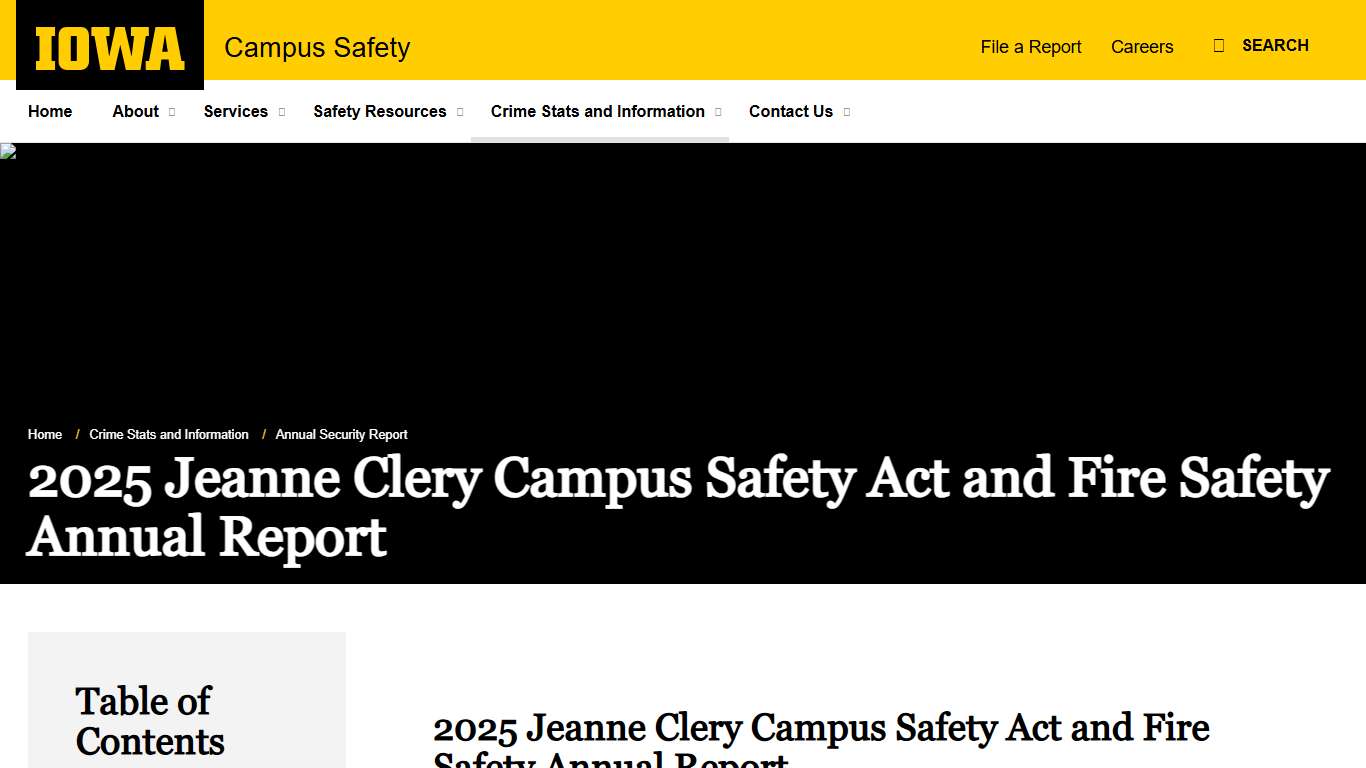 2025 Jeanne Clery Campus Safety Act and Fire Safety Annual Report Campus Safety - The University of Iowa