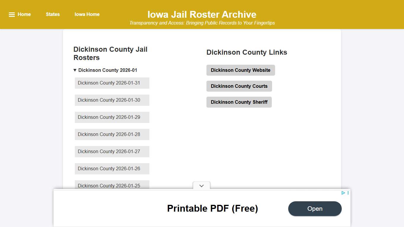 Dickinson County - Iowa Jail Rosters